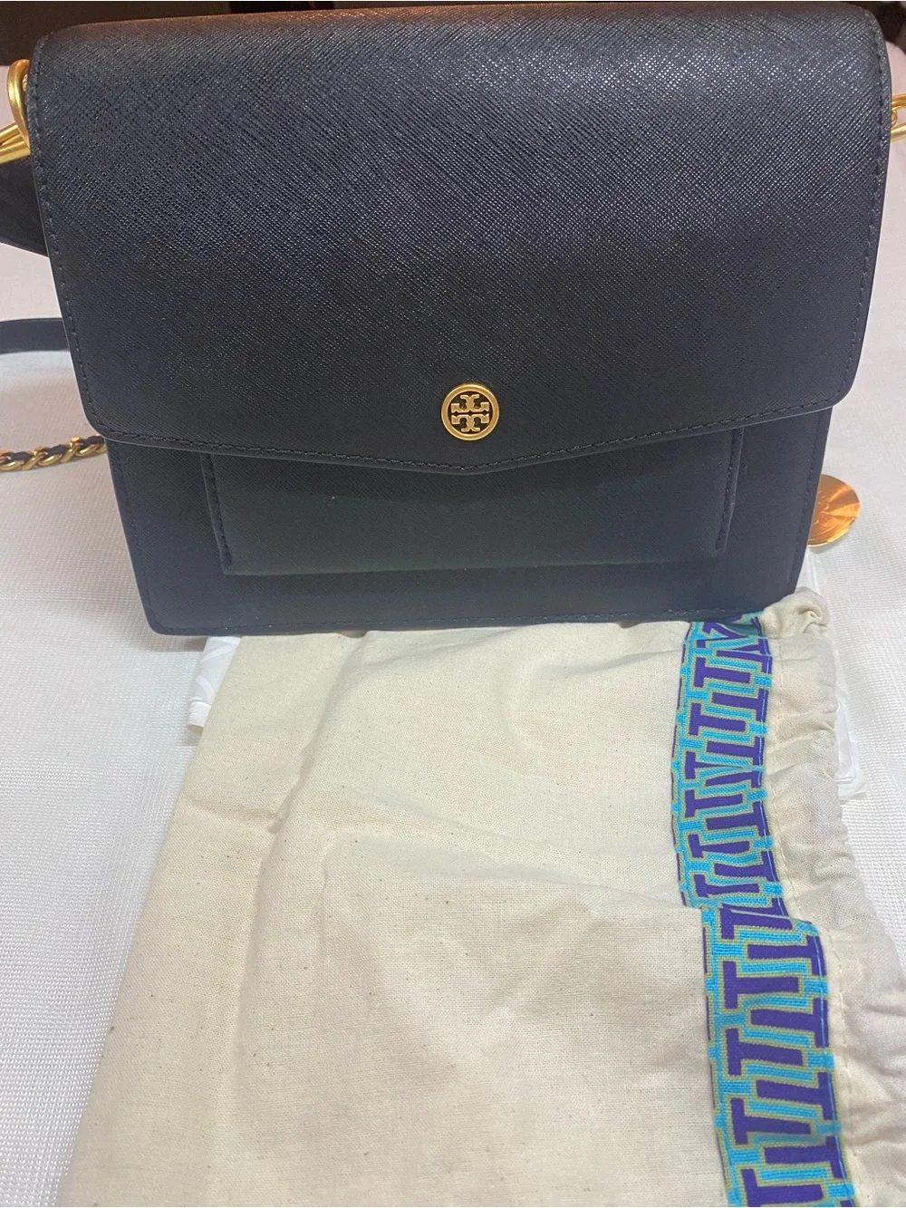 Tory Burch Black Leather Crossbody with Gold Chain - Picture 2 of 12